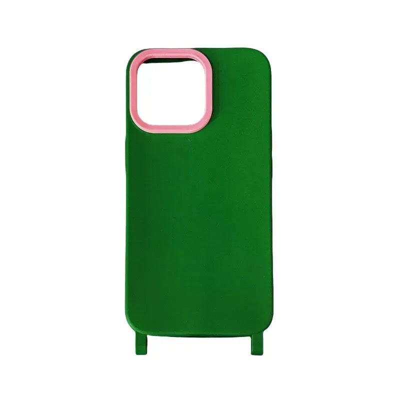 Coque verte avec encadrement rose autour du module photo, vue produit seule
