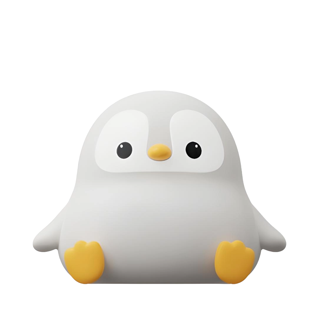 veilleuse originale en forme de pingouin sans fond et détouré