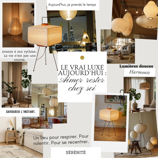 moodboard luminaire papier ambiance zen style japonais
