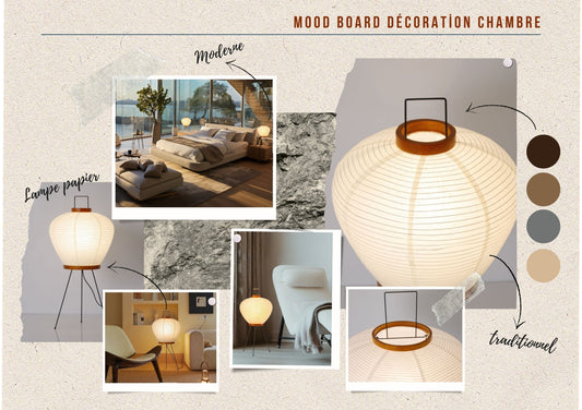 moodboard décoration chambre lampe en papier