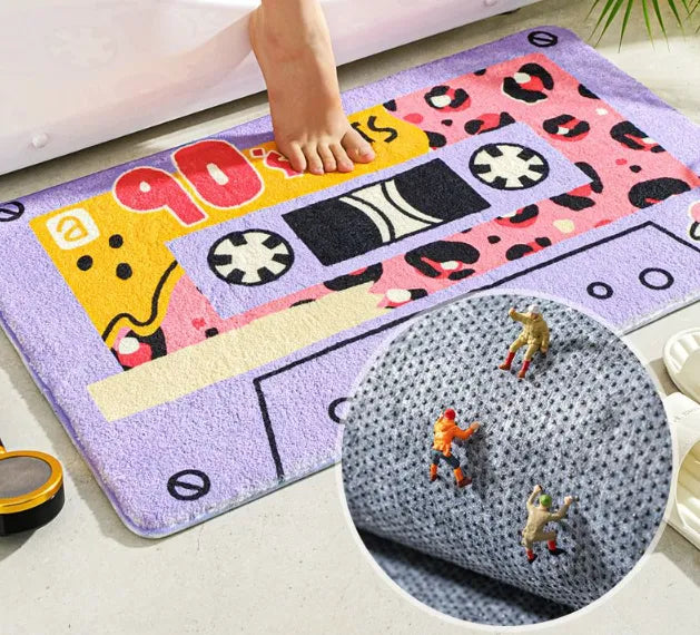 démonstration du dos du tapis de bain cassette anti dérapant