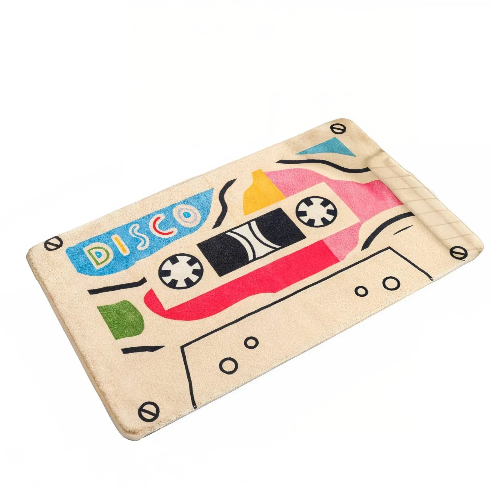 tapis de bain en forme de cassette rétro couleur blanche Disco