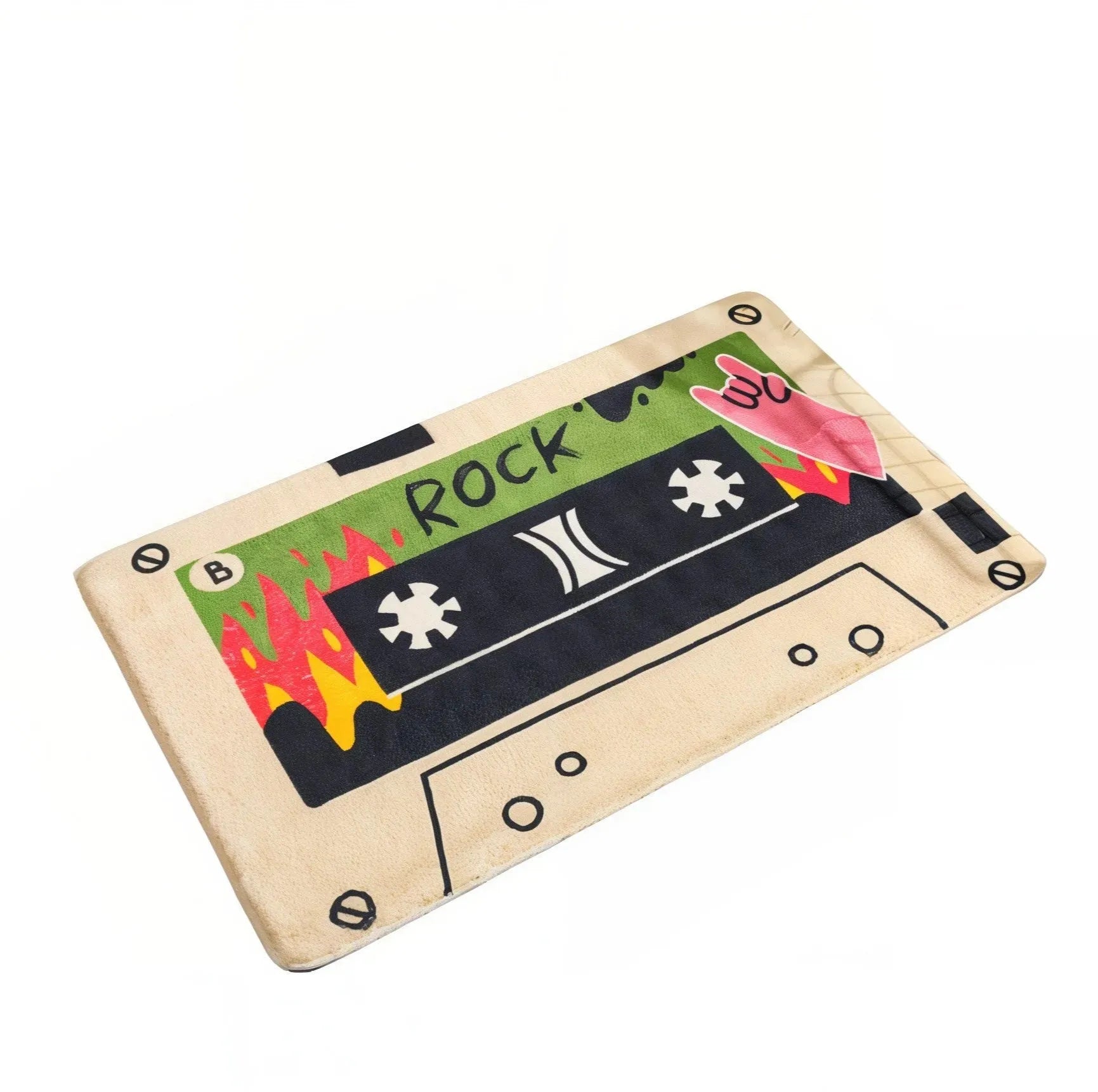 tapis de bain en forme de cassette rétro couleur blanche rock