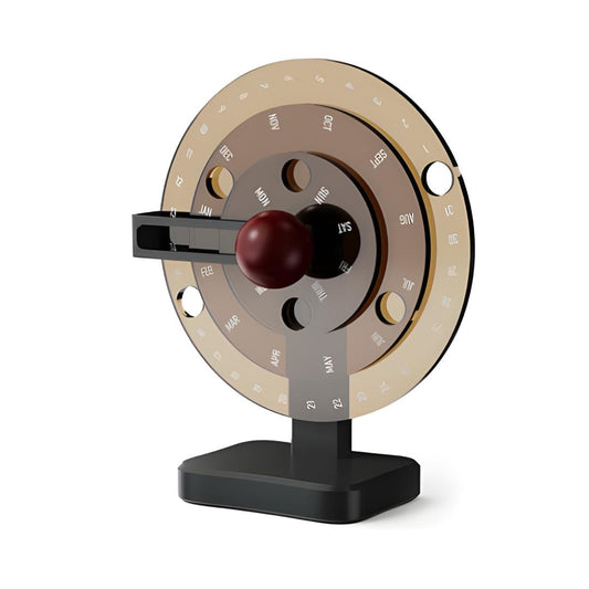 calendrier rotatif couleur foncé 3 cercle version anglais sur fond blanc