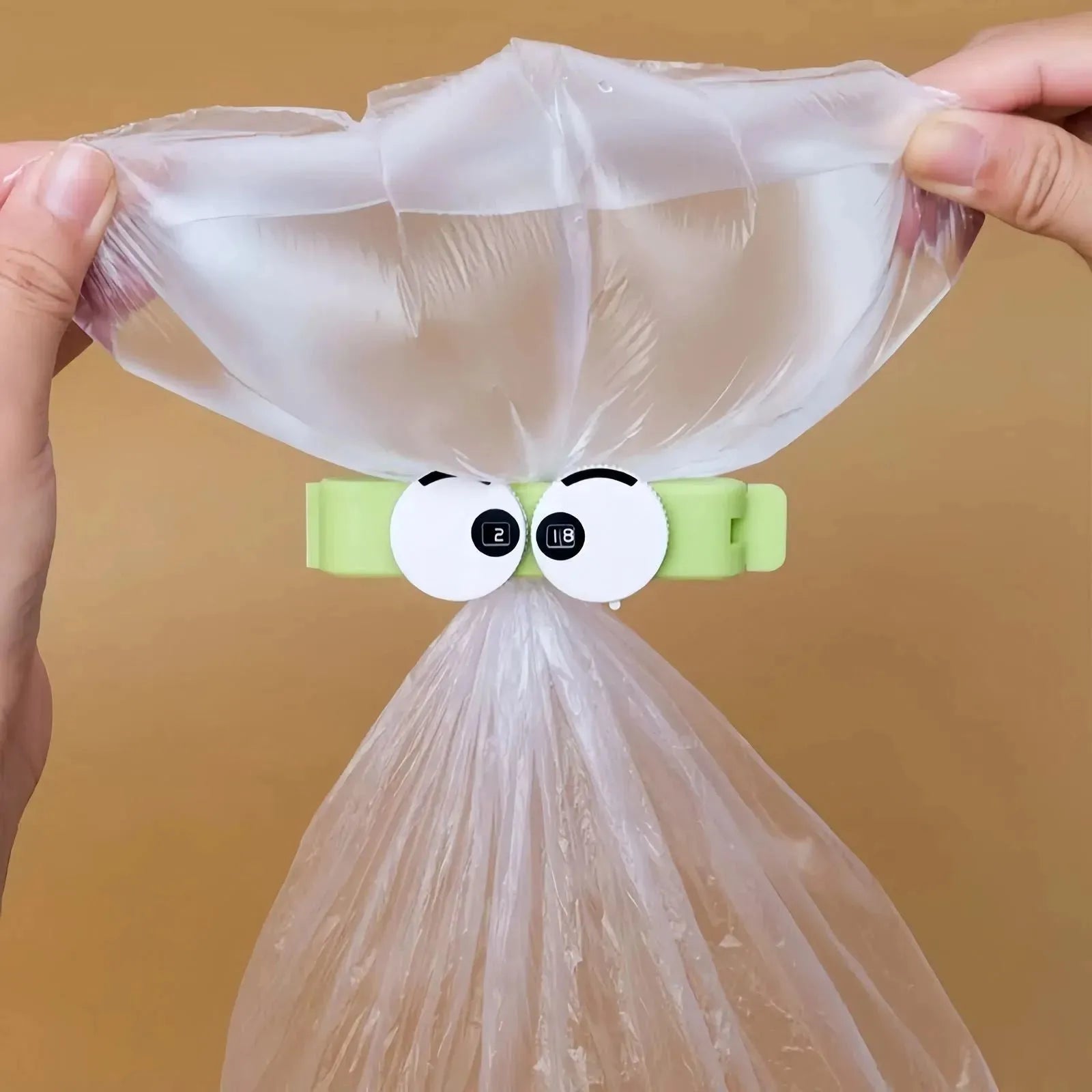 Clip de fermeture hermétique vert pour sac plastique, avec molette de date intégrée