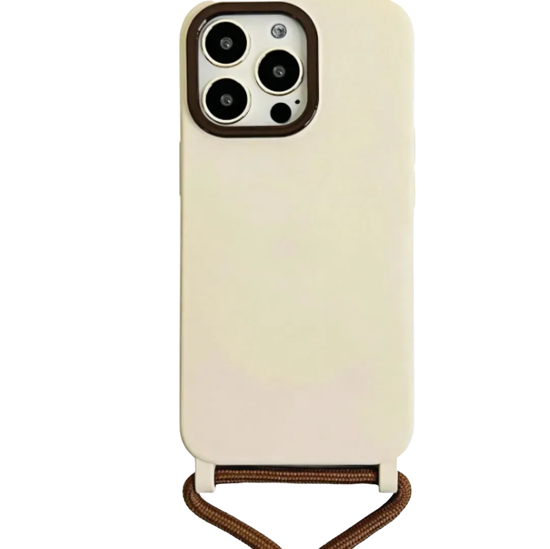 Détouré produit : coque crème avec cordon marron inséré dans les pattes basses