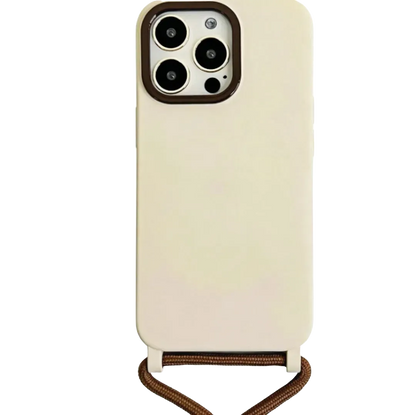 Détouré produit : coque crème avec cordon marron inséré dans les pattes basses