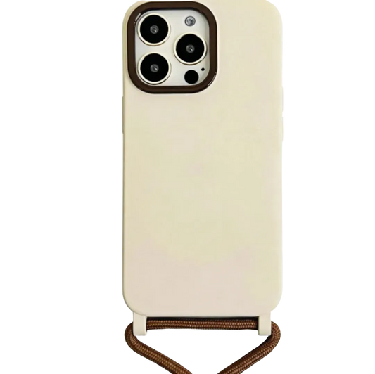 Détouré produit : coque crème avec cordon marron inséré dans les pattes basses