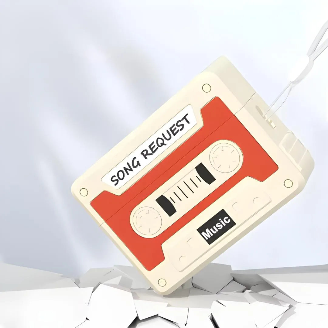 Coque AirPods Pro cassette rouge et crème résistante aux chocs – protection renforcée design rétro
