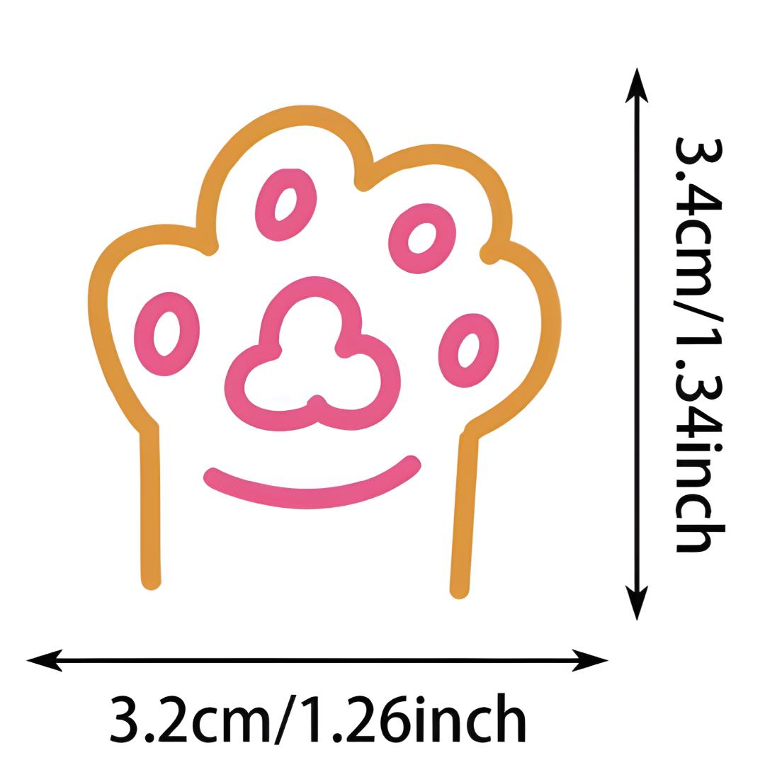 Autocollant stickers déco patte de chat avec dimensions 3,2 × 3,4 cm illustrées