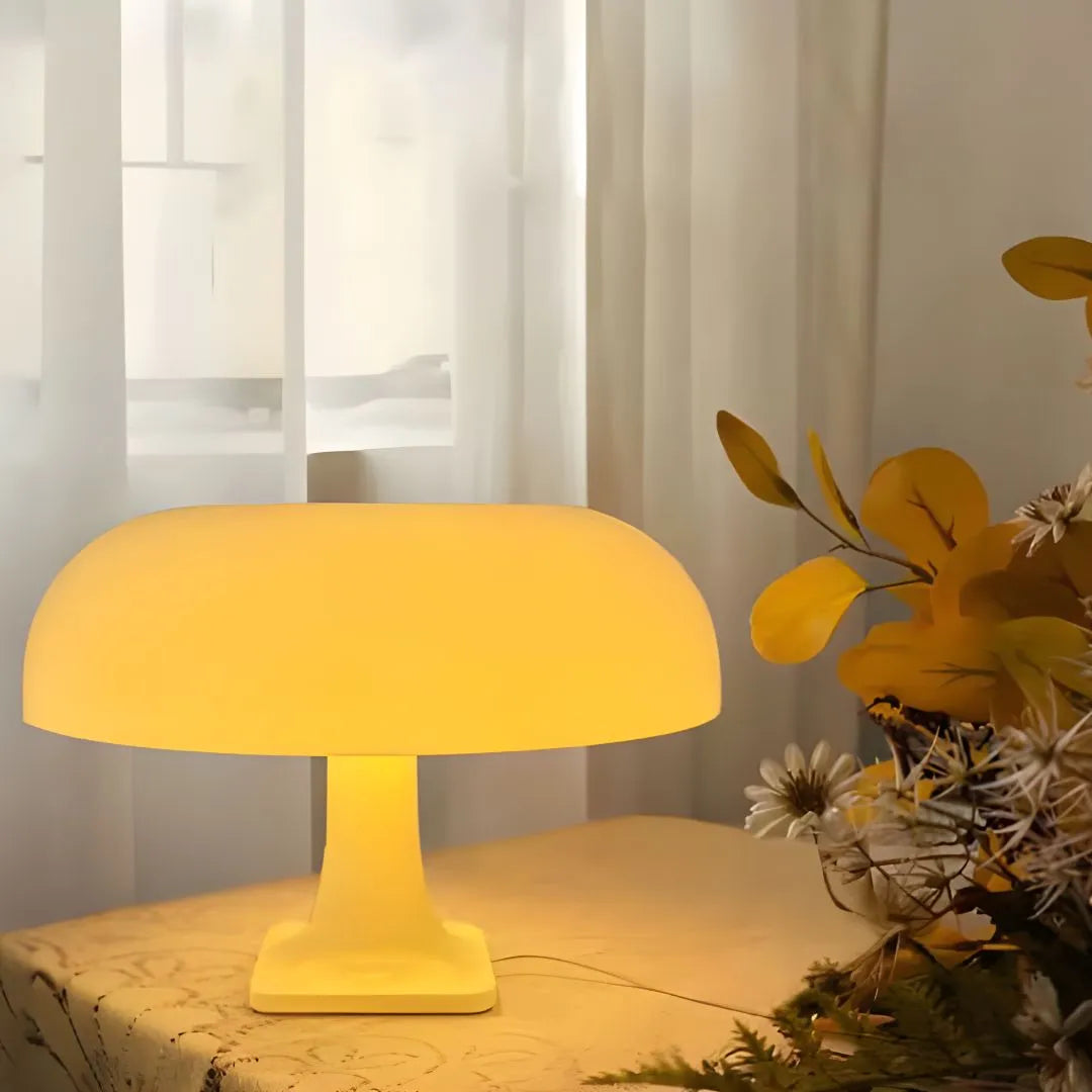 lampe champignon blanche base carré