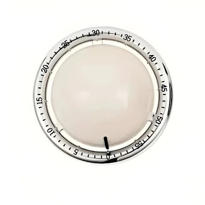 Vue frontale du minuteur sphérique blanc isolé sur fond blanc