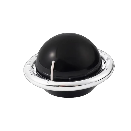 Minuteur sphérique design noir avec anneau chromé sans fond