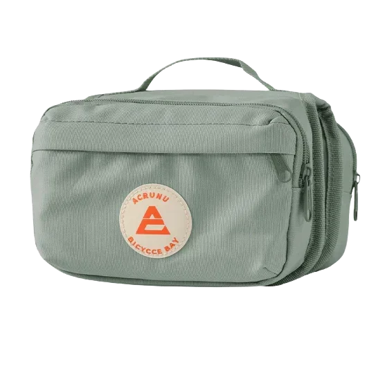 Sac vélo cadre vert foncé – format rectangulaire avec logo orange, sans fond