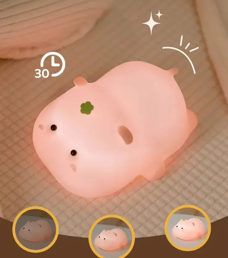démonstration 3 modes de lumière Veilleuse Hippopotame