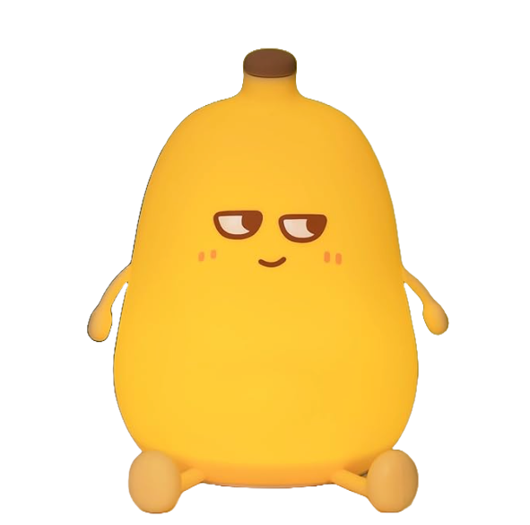 veilleuse banane jaune avec visage sans fond